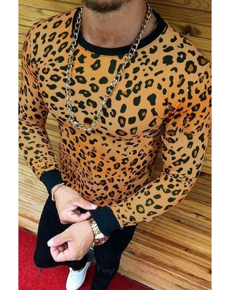 Lovely Leisure O Neck Leopard Yellow T-shirt