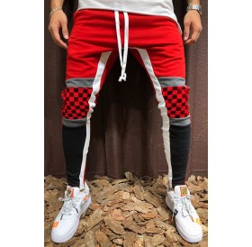 Lovely Street Patchwork Red Pants