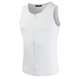 Lovely Casual Zipper Design White Vest