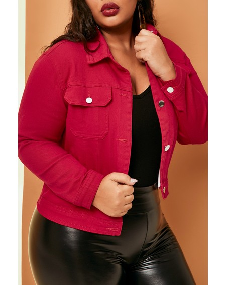 Lovely Casual Patchwork Red Plus Size Coat