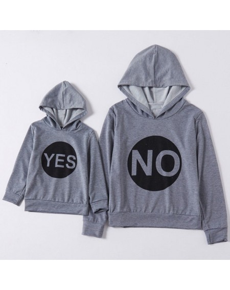 Lovely Family Hooded Collar Letter Grey Mother Hoodie