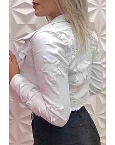 Lovely Casual Crop Top White Coat