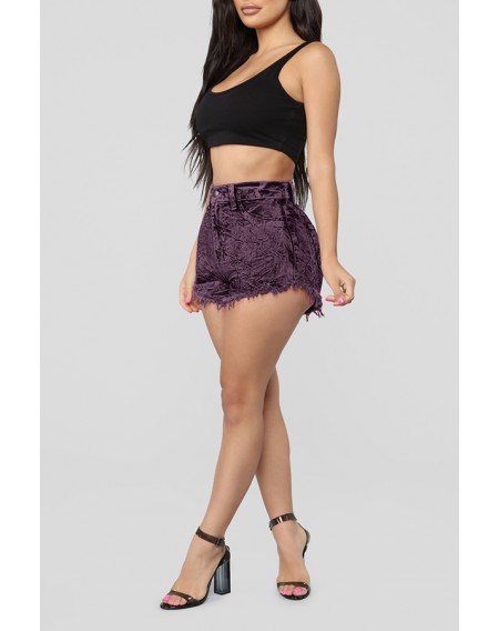 Lovely Sexy Tassel Design Purple Shorts
