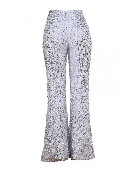 Lovely Casual Sequined Silver Pants