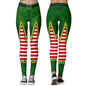 Lovely Christmas Day Printed Skinny Green Leggings