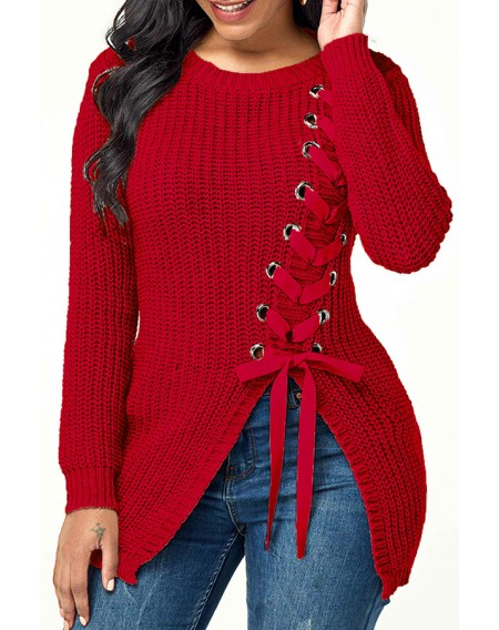 Lovely Trendy Bandage Design Red Sweater