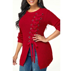 Lovely Trendy Bandage Design Red Sweater