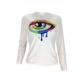Lovely Casual Eye Printed White T-shirt