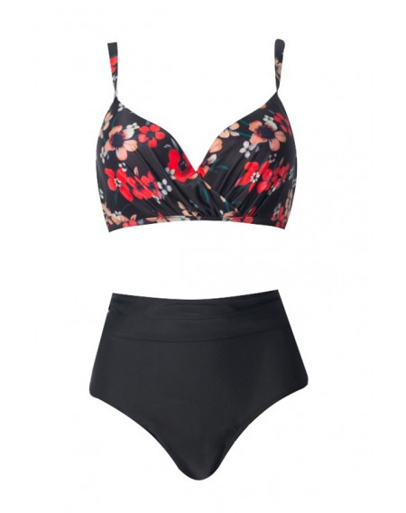 Lovely Print Red  Plus Size Two-piece Swimwear