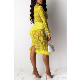 Lovely Party See-through Yellow Knee Length Prom Dress(With Lining)