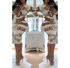 Lovely Trendy Printed Skinny White Knee Length Dress