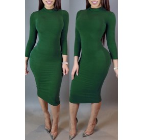 Lovely Leisure Skinny Green Knee Length Dress