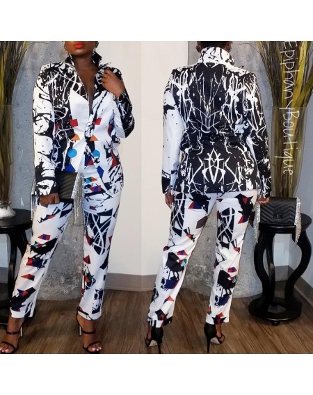 Lovely Trendy Printed Multicolor Two-piece Pants Set