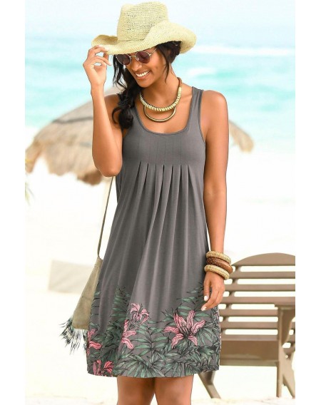 Gray Beachtime Sleeveless Beach Dress