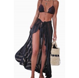 Black Sheer Wrap Sarong Maxi Beach Skirt
