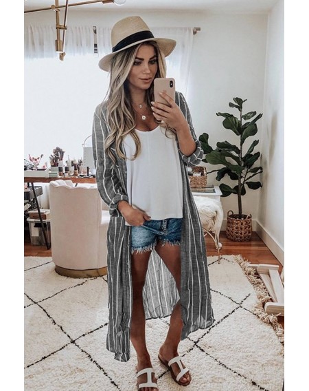 Gray Layover Button Down Shirt Dress Beachwear