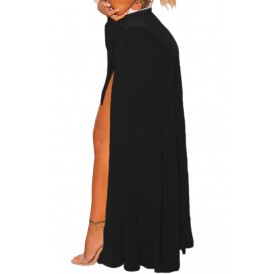 Black Sheer Wrap Maxi Beach Skirt