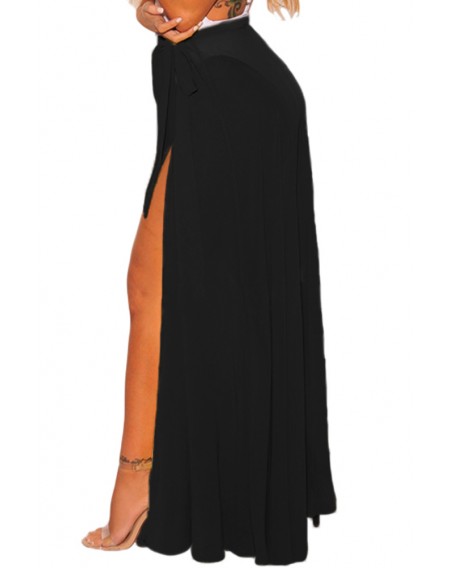Black Sheer Wrap Maxi Beach Skirt