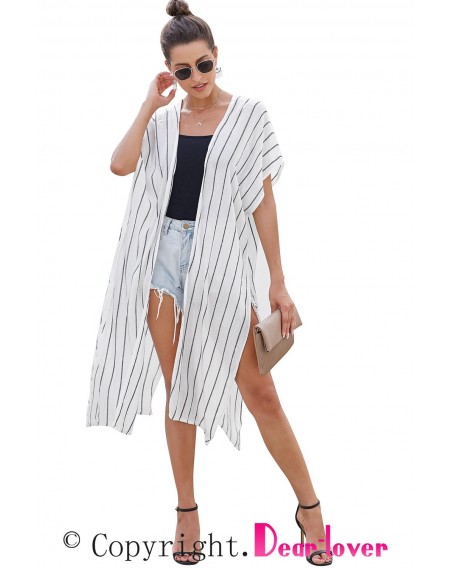 White Striped Kimono