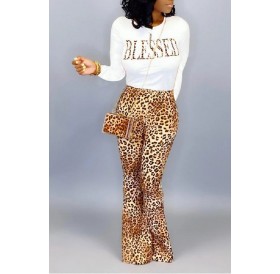 Lovely Casual Letter Printed Yellow Two-piece Pants Set