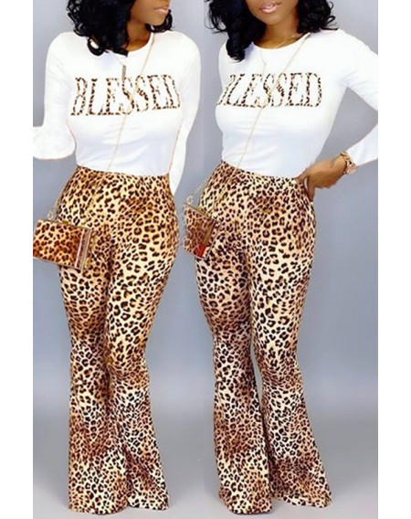 Lovely Casual Letter Printed Yellow Two-piece Pants Set