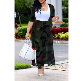 Lovely Trendy Camouflage Printed Two-piece Pants Set