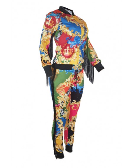 Lovely Trendy Tassel Design Multicolor Two-piece Pants Set