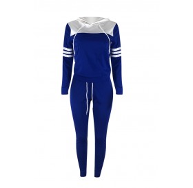 Lovely Leisure Patchwork Blue Two-piece Pants Set