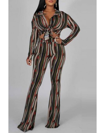 Lovely Casual Striped Printed Multicolor Two-piece Pants Set