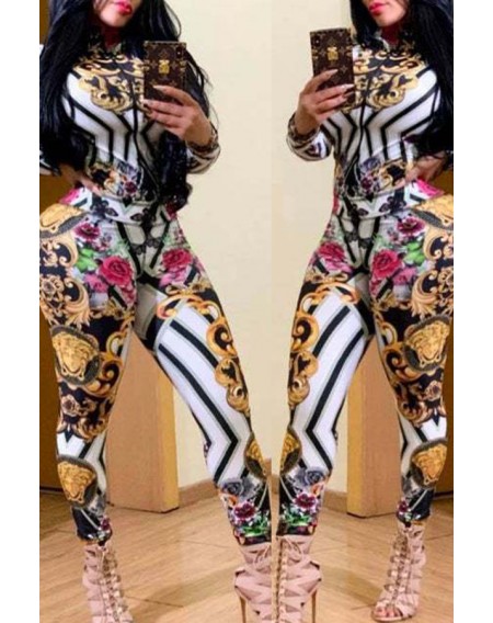 Lovely Casual Printed Multicolor Two-piece Pants Set