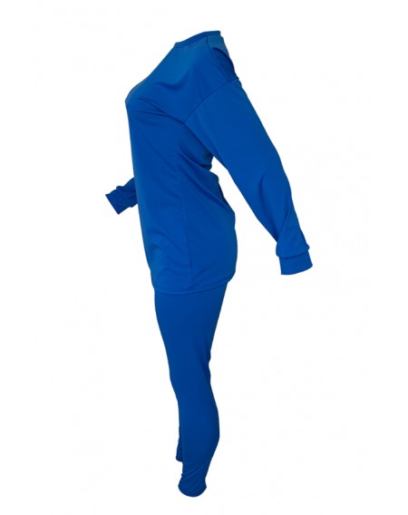 Lovely Leisure O Neck Basic Blue Two-piece Pants Set