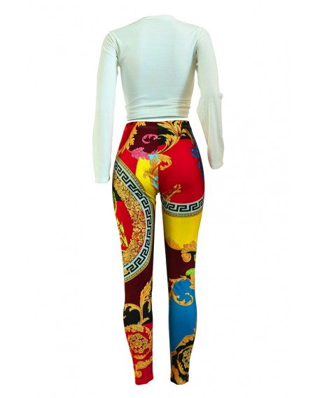 Lovely Casual Skinny Printed Black Two-piece Pants Set