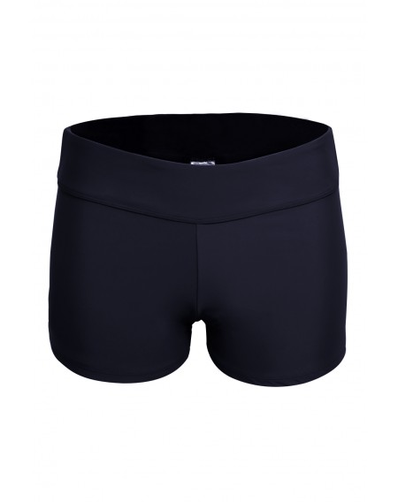 Black Wide Waistband Swimsuit Bottom Shorts