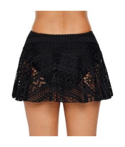 Black Crochet Lace Skirted Bikini Bottom