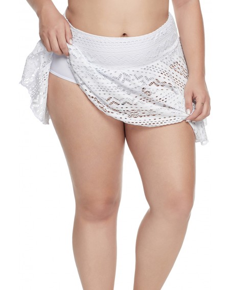 White Crochet Lace Skirted Bikini Bottom