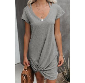 Gray Clear Skies Jersey Twist T-Shirt Dress