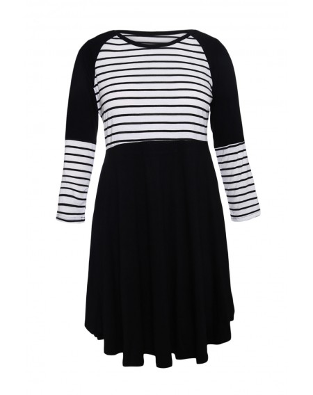 Black Chic Blocked Stripe Jersey Dress