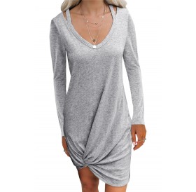 Gray Clear Skies Jersey Twist T-shirt Dress