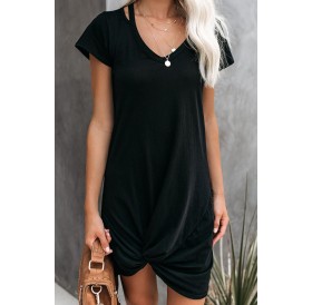 Black Clear Skies Jersey Twist T-Shirt Dress
