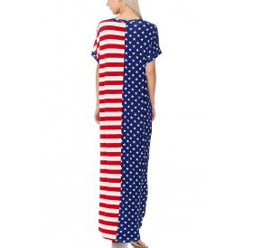 The Stars and Stripes V-Neck Pocket Maxi Dress