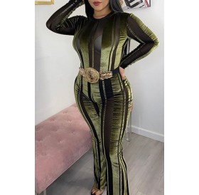 Lovely Trendy Striped Green One-piece Jumpsuit(Without Belt)