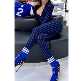 Lovely Leisure Striped Skinny Blue One-piece Jumpsuit