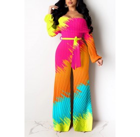 Lovely Leisure Printed Loose Multicolor Two-piece Pants Set