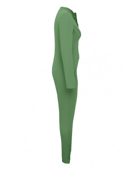 Lovely Casual Zipper Design Green One-piece Jumpsuit